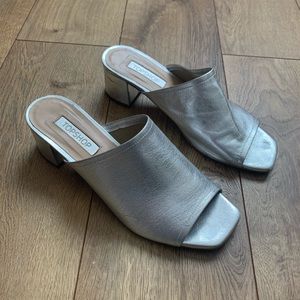 TopShop Silver Slip On Mules Sandals Size 6.5